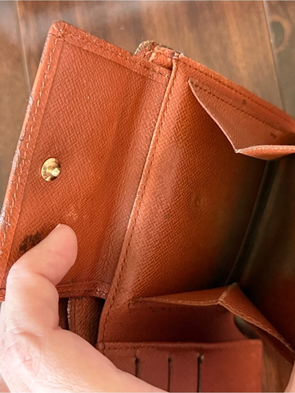 Authentic vintage Louis Vuitton Monogram Canvas Wallet in Brown and Gold